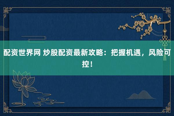 配资世界网 炒股配资最新攻略：把握机遇，风险可控！