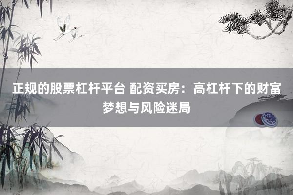 正规的股票杠杆平台 配资买房：高杠杆下的财富梦想与风险迷局