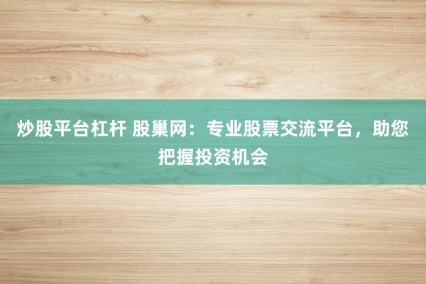 炒股平台杠杆 股巢网：专业股票交流平台，助您把握投资机会