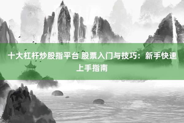 十大杠杆炒股指平台 股票入门与技巧：新手快速上手指南
