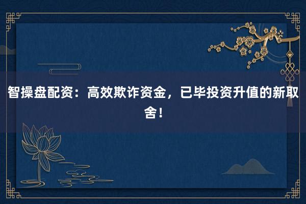 智操盘配资：高效欺诈资金，已毕投资升值的新取舍！