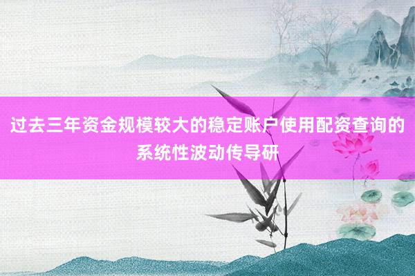 过去三年资金规模较大的稳定账户使用配资查询的系统性波动传导研