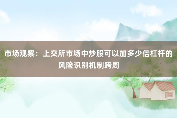 市场观察：上交所市场中炒股可以加多少倍杠杆的风险识别机制跨周