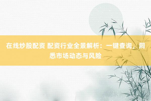 在线炒股配资 配资行业全景解析：一键查询，洞悉市场动态与风险